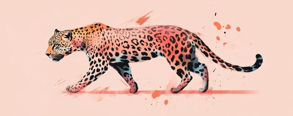 Vibrant Abstract Leopard with Brushstroke Patterns