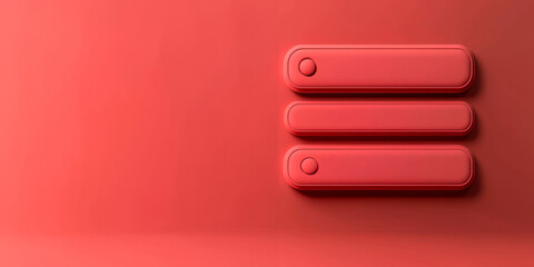 Obraz premium Red background with three vertical buttons in a minimalist design.