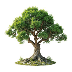 Majestic Green Tree with Lush Foliage on Transparent Background