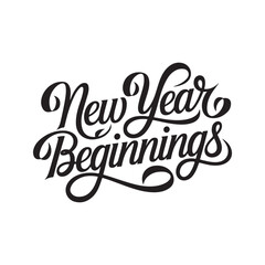 Fototapeta premium Handwritten brush-type lettering of Happy New Year 2025, Silhouette Calligraphy typography.