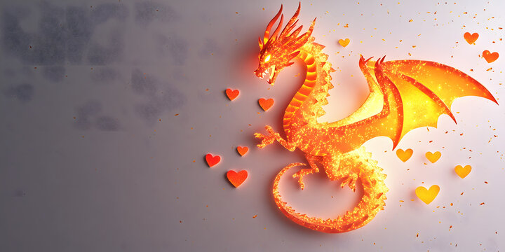 Fiery Dragon Digital Art, Romantic Fantasy Dragon, Mystical Fiery Dragon, Magical Creature Illustration, Romantasy Art Print