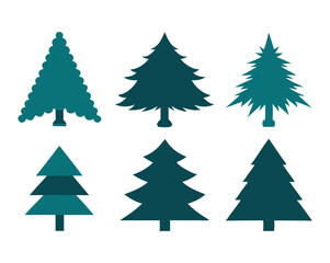 chiasmas Tree silhouette set vector with a white background