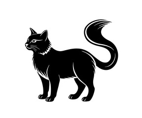 cat silhouette vector with a white background