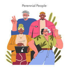 Perennial People. Flat Vector Illustration