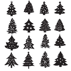 Obraz premium x' mas tree silhouette set vector illustration