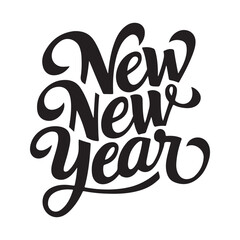 Handwritten brush-type lettering of Happy New Year 2025, Silhouette Calligraphy typography.