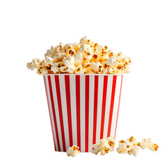 Cinema popcorn bucket isolated on white background. Suitable for marketing or business purposes. PNG file