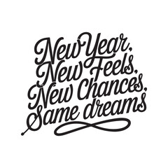 Handwritten brush-type lettering of Happy New Year 2025, Silhouette Calligraphy typography.