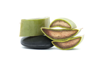 Aloe Vera Slices With Smooth Black Spa Stones