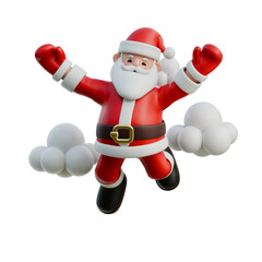 Santa Claus cheering with both hands in the air 3D Christmas Illustration