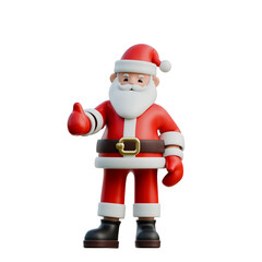 Santa Claus giving a thumbs up 3D Christmas Illustration