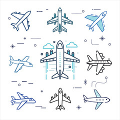 Airplane icon set vector. Travel Aeroplane vector icon set.