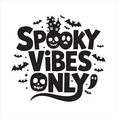 Happy Halloween Silhouette lettering calligraphy typography with bats, spiders, and pumpkins. Vector