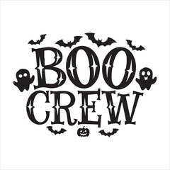 Happy Halloween Silhouette lettering calligraphy typography with bats, spiders, and pumpkins. Vector