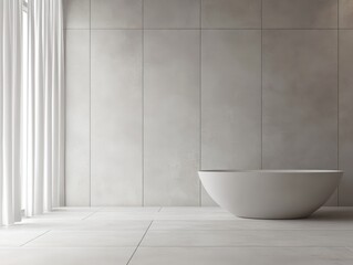 Fototapeta premium Elegant Gray Stone Tiles in Modern Bathroom Minimalist Design Tranquil Environment Contemporary Viewpoint Serenity Concept
