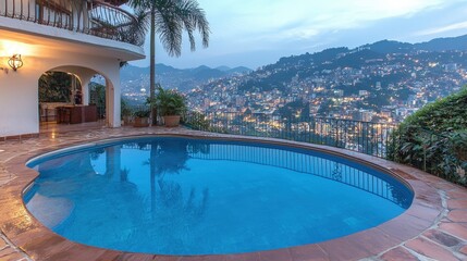Luxury Villa Pool  City View  Night  Relaxation  Vacation