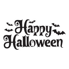 Happy Halloween Silhouette lettering calligraphy typography with bats, spiders, and pumpkins. Vector
