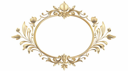 Vintage round antique gold frame mockup isolated on transparent or white background png. Deco. Illustration