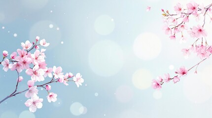 Fototapeta premium Artistic watercolor depiction of pink cherry blossoms, isolated, watercolor, petals