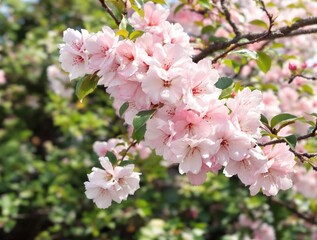 Obraz premium Artistic watercolor artwork of beautiful cherry blossom flowers in bloom, painting, soft, sakura, delicate, springblooms