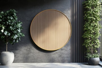 Round wall display sign mockup creation