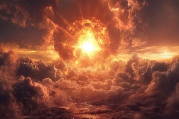 Naklejka premium Nuclear war: the dire conclusion for humanity due to thermonuclear annihilation