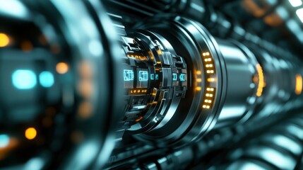 Futuristic Machine: A Close-Up of a Complex Technological System