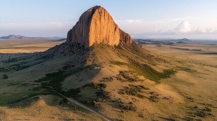 Majestic Desert Peak  Panoramic Aerial View of Sandstone Mountain