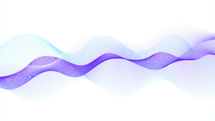 Abstract blue and purple smooth wave on a white background. Dynamic sound wave.