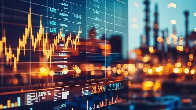 Oil and gas market analysis with graphs, charts, and business strategies