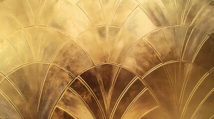 Paper with champagne gold texture and art deco pattern, offering a vintage metallic foil effect for sophisticated event invitations or glamorous wallpaper. Deco. Illustration