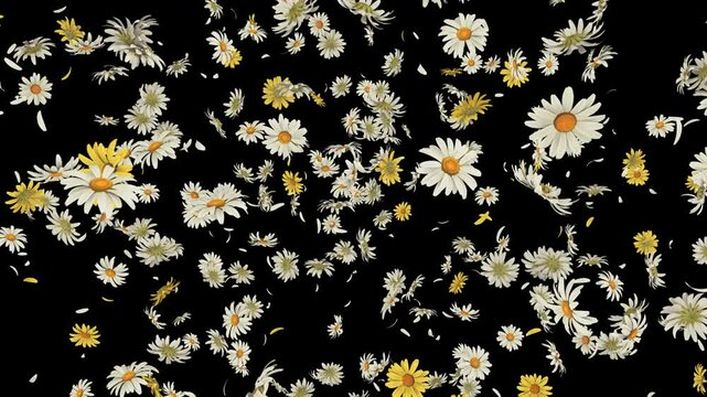 Daisy Flower Burst on Alpha Channel. 3D rendering. Daisy flower burst with alpha channel you can place on footage or background and easier to change colour.
