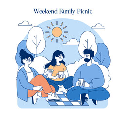 Middle Class Family. Flat Vector Illustration