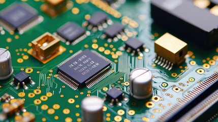 Close up High Resolution Image of Circuit Board  Semiconductor  Electronics  Technology  M