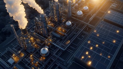 Industrial development event energy plant aerial view urban environment sustainability technology impact