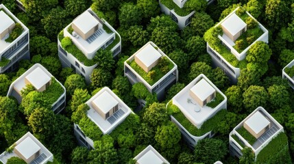 Sustainable urban living green architecture modern city aerial view nature integration eco-friendly concept
