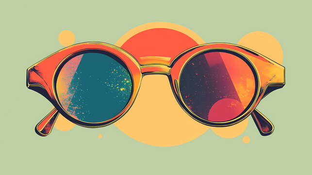 Geometric abstract retro hippie style.vibes funky eyeglasses with deco s.vintage nostalgia psychedelic s. Deco. Illustration