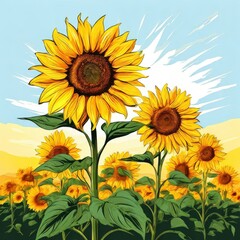 Obraz premium the AI Image Generator, Sunflower Bouquet with Green Leaves