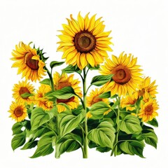 Obraz premium the AI Image Generator, Sunflower Bouquet with Green Leaves