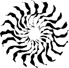 Sunburst icon in flat style. Summertime figure concept. Radial stripes of fireworks. Retro design element. Weather tool vector illustration. Power, Sun rise pattern isolated on transparent background.