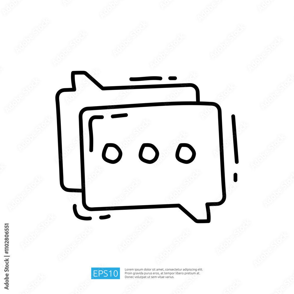 Poster a simple line drawing of two overlapping speech bubbles, symbolizing communication or messaging.
