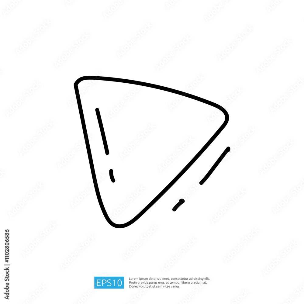 Poster a simple line drawing of a triangular shape, possibly representing a play button or a food item like