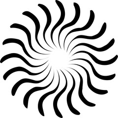 Obraz premium Sunburst icon in flat style. Summertime figure concept. Radial stripes of fireworks. Retro design element. Weather tool vector illustration. Power, Sun rise pattern isolated on transparent background.