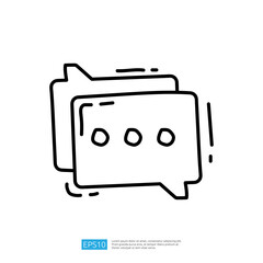 A simple line drawing of two overlapping speech bubbles, symbolizing communication or messaging.