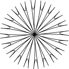 Obraz premium Sunburst icon in line style. Summertime figure concept. Radial stripes of fireworks. Retro design element. Weather tool vector illustration. Power, Sun rise pattern isolated on transparent background.