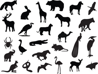 Wildlife animals Silhouettes Collection Animal Shapes for Nature Themed Designs