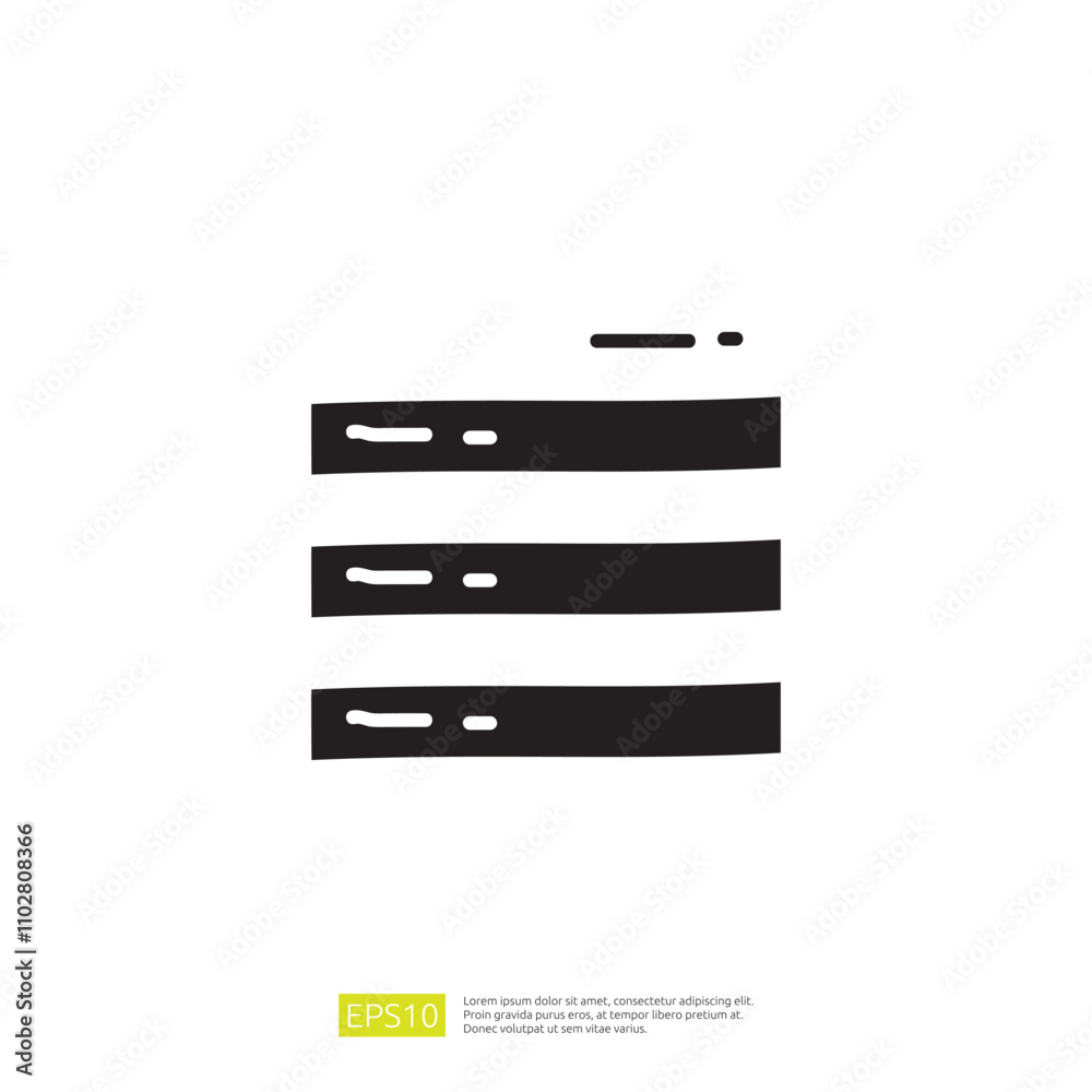 Poster the image features three horizontal black bars stacked vertically, often used as a menu icon in user