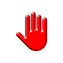 red hand stop gesture sign isolate on white background 