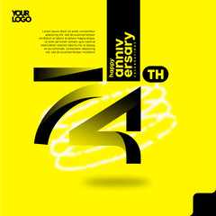 74th Happy Anniversary number type