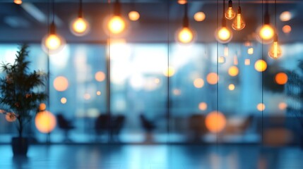 Evening Ambiance:  Blurred Lights and Modern Interior Design